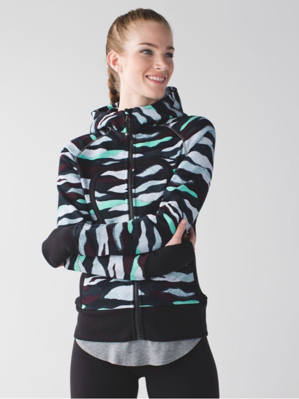 Lululemon Scuba Full Zip Hoodie ||Women’s Size 12 Zebra Jacket Thumbhole Y2K